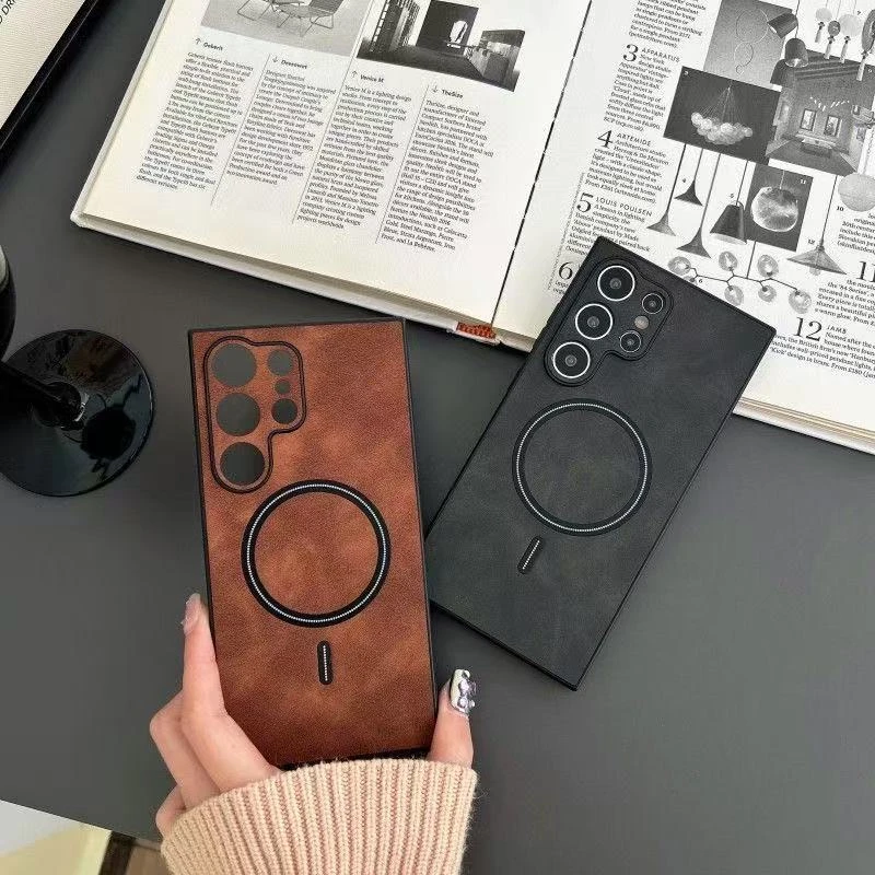 Vintage Sheepskin Matte Magnetic Frosted Case with Wireless Charging Cover