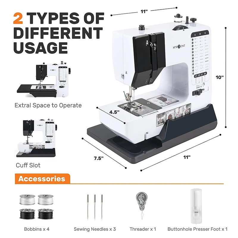 Mini Sewing Machine Portable Replaceable Presser Foot 38 Stitches Overlock Knitting Start Button Electric With Pedal Table 2