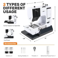 Mini Sewing Machine Portable Replaceable Presser Foot 38 Stitches Overlock Knitting Start Button Electric With Pedal Table 2