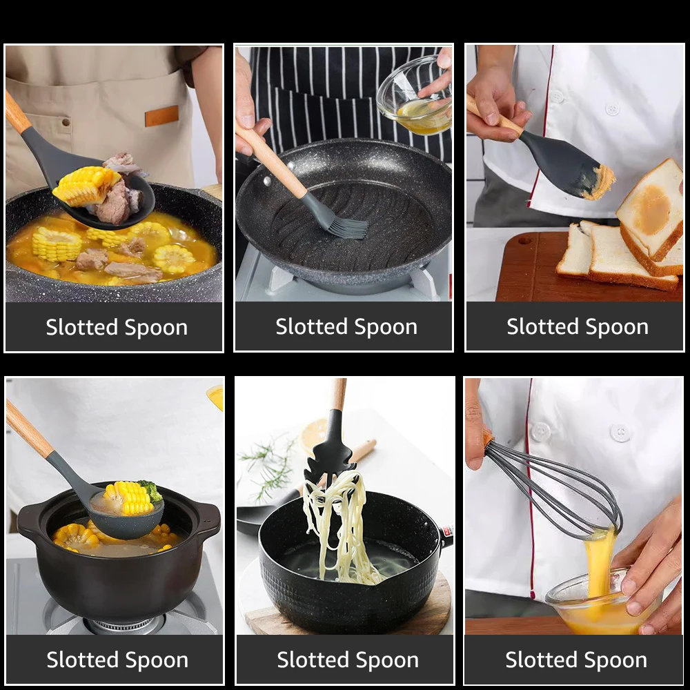 Silicone Kitchen Utensil Set Non-toxic cooking baking kitchen tools silicone shovel spoon scraper brush spade whisk turner