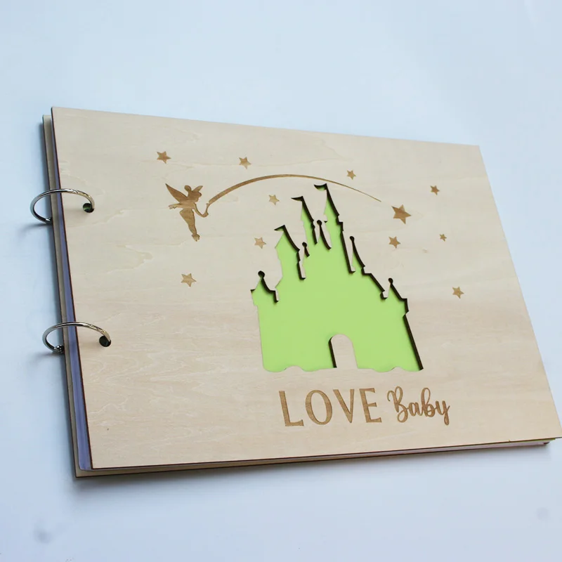 Personalised Wooden Guest Book, Handmade Photo Album Scrapbook Anniversary Wedding Memory Mother's Day Gift Baby Shower Favors