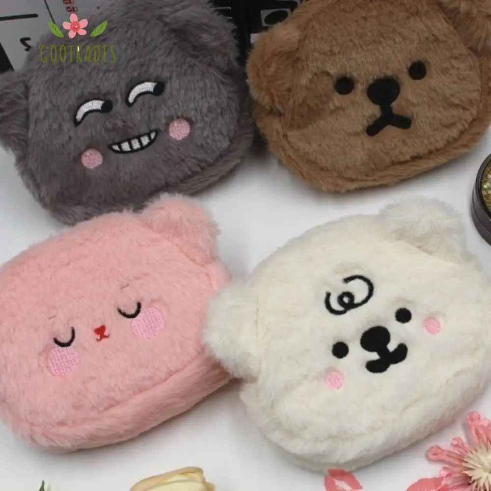 Cartoon Cartoon Plush Bear Wallet Plush Cute Portable Plush Coin Bag Colorful Portable Cartoon Bear Coin Purse Kids Gifts