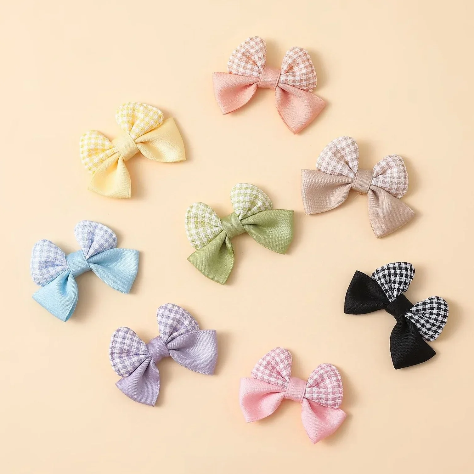 Plaid Color Matching Bow Appliques for Diy Wedding Dress Hat Clothes Outfit Coat Sewing Supplies Headwear Decor Corsage Floral