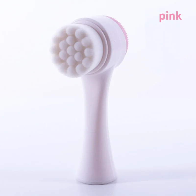 Make Up Brush, 3D Bilateral Silicone Facial Cleanser Manual Massage Facial Brush Soft Bristles Silicone Double Sided Face Brush