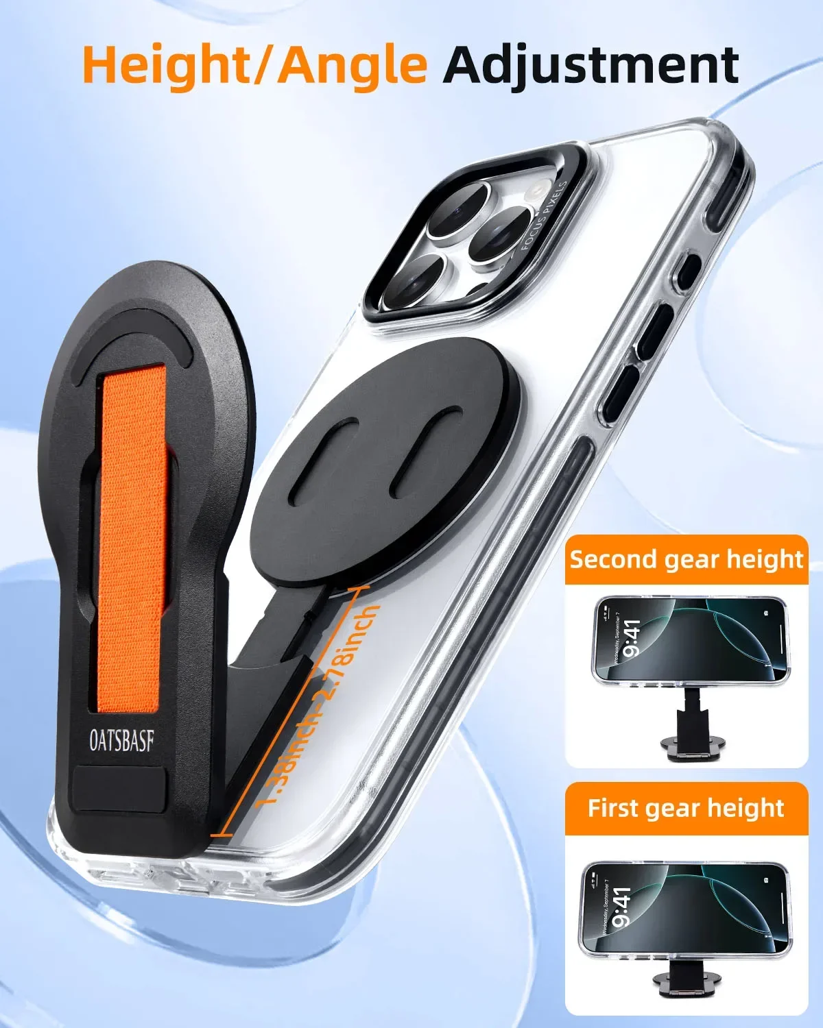 Eary Height Adjustable Phone Case for iPhone 16 Pro Max With 360°Rotatable Holder Stand Booster Shockproof Back Cover Shells