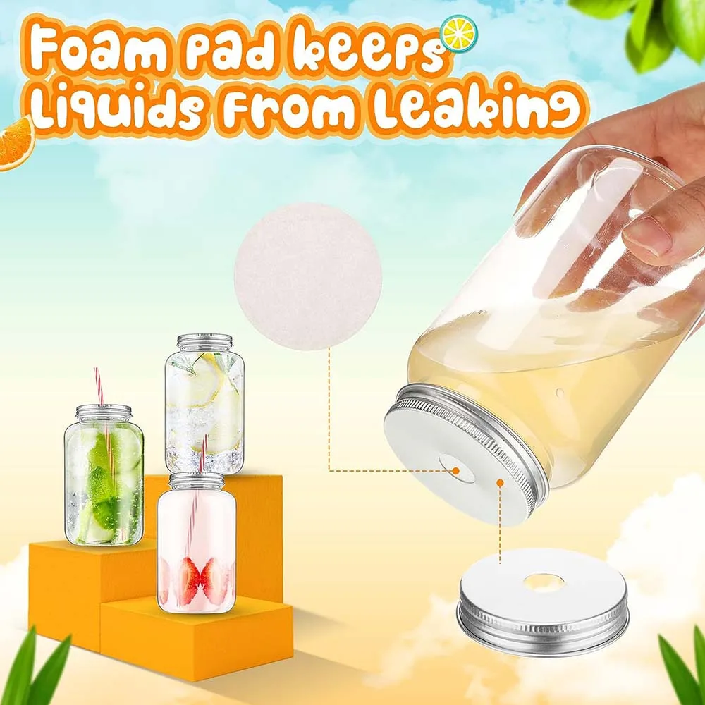 Plastic Mason Jars Juice Bottles,Drink Containers,Juicing Bottles,Clear Bulk Beverage Containers,16oz 4