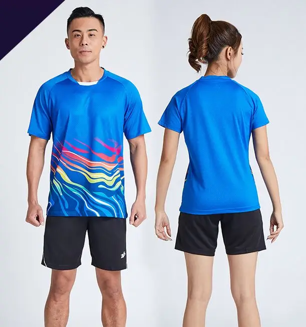Men's Tennis T Shirts + Shorts , Male Quick Dry Badminton T-Shirt , Man Sportwear Clothes Table Kits Set Can Name