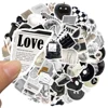 10/50PCS Ins Style Apathy Black White Simple Decals Cute Stickers Aesthetic Phone Notebook Suitcase Laptop Fridge Wall Sticker 5