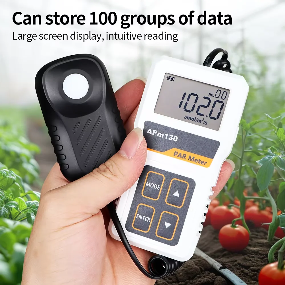 Quantum PAR Meter APM130 High Precision Light Intensity Tester Digital Light Energy Meter PPFD Measurement for Plants Greenhouse