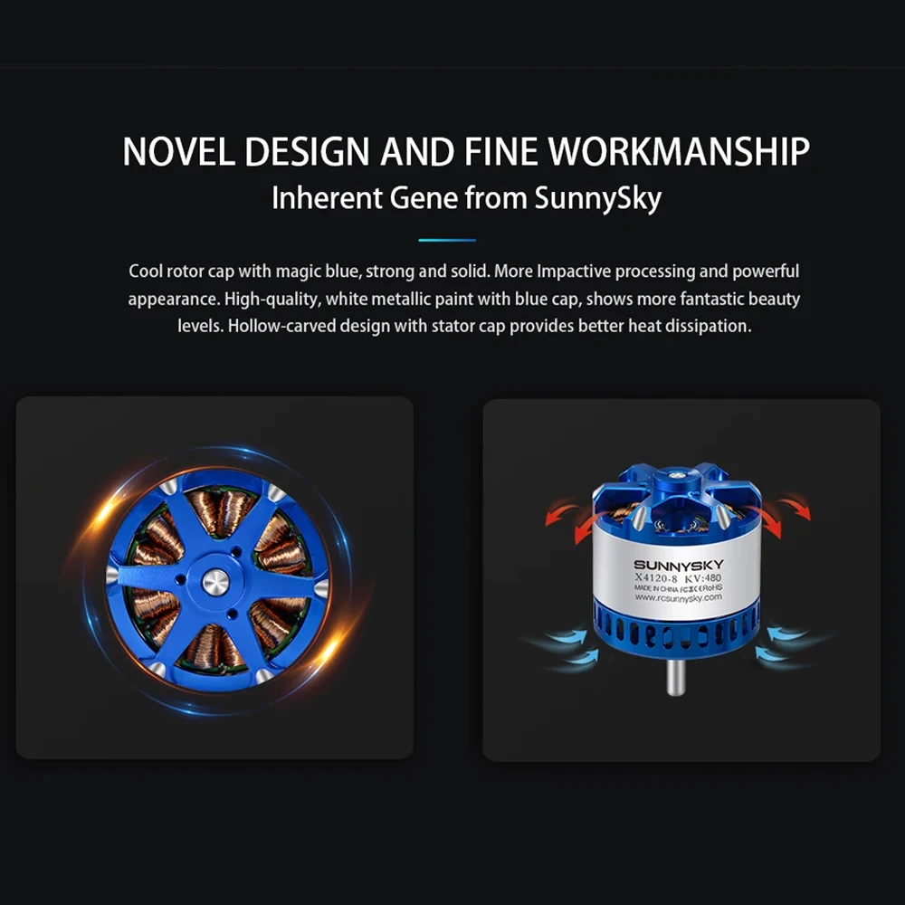 SUNNYSKY X4120-III X4125-III X4130-III 650K550KV 420KV 515KV 520KV Brushless Motor for RC Quadcopter Airplanes Fixed Wing Plane thumbnail 2