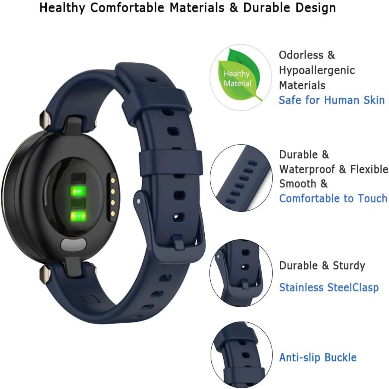 Comfortable, Durable, and Stylish Waterproof Silicone Watch Band for Lily Women's Fitness Sport Smart Watch-Sport Accessories