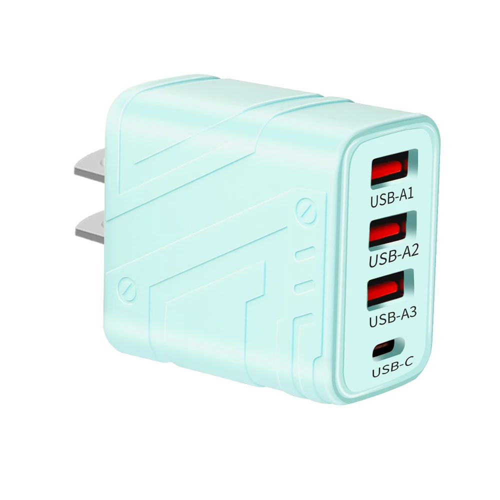 4-in-1 40W USB-C Ladegerät für Mobiltelefone, USB Typ-C Wandladegerät, Schnellladung für iPhone 17, Xiaomi, Samsung, Huawei, Quick Charge 3.0
