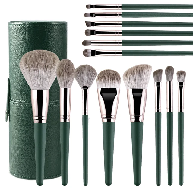  Juego de 7 brochas de maquillaje con estuche de alta calidad  para maquillaje de pelo sintético de animales, brochas de base, colorete,  polvos, correctores, sombras de ojos, kit de brochas de