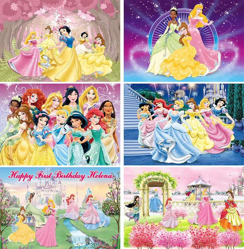 Customized Disney Princess Photography Backdrop Girl Birthday Party Photo  Background For Photo Studio Supplies Banner Decoration - Backgrounds -  AliExpress