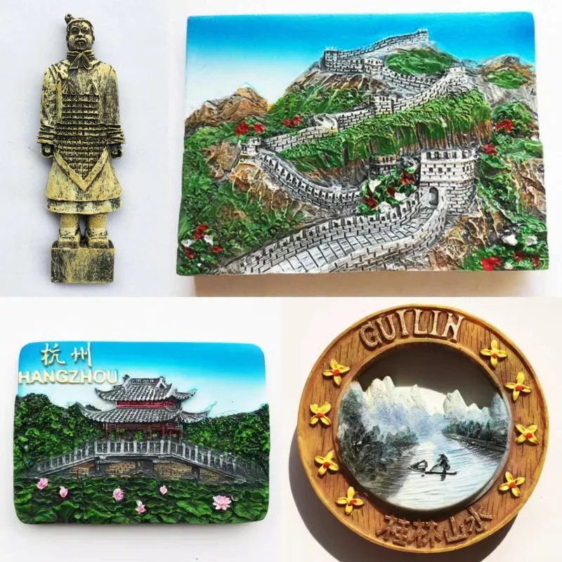 

China Fridge Magnets Beijing the Great Wall Shanghai Hangzhou West Lake Chengdu Terra Cotta Warriors Travelling Souvenirs Gifts