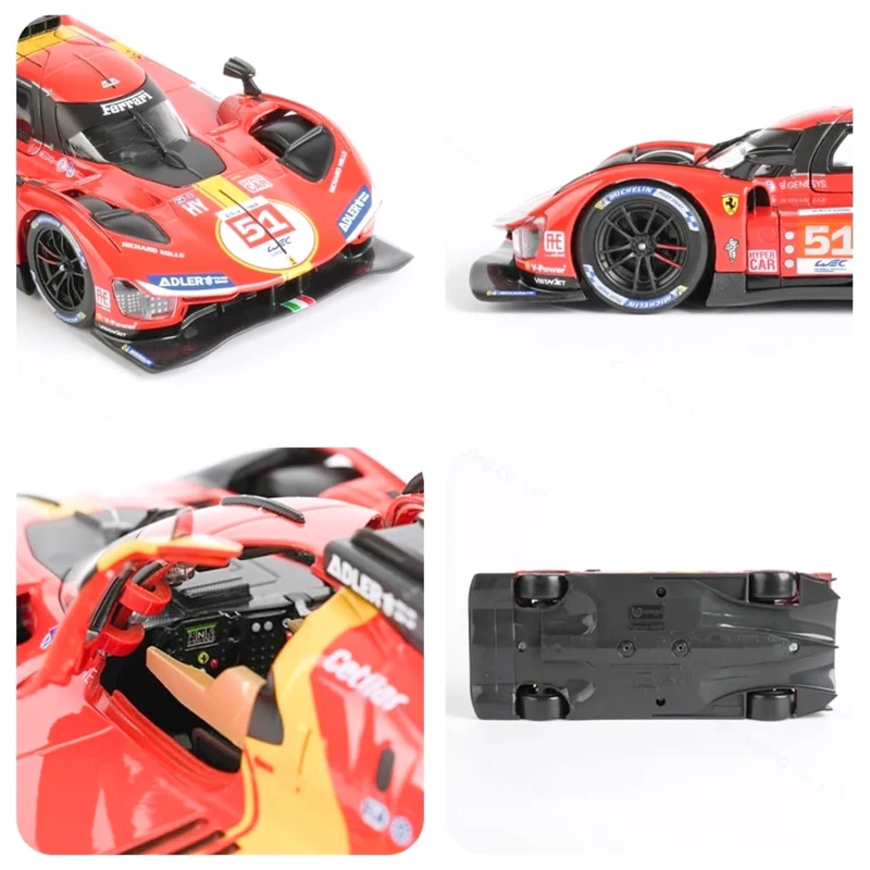 Bburago 2023 1/24 499P #51 Champion Adult Alloy Racing Car 24h LMH Rally for Ferrari Vehicle Die Cast Collection Gift 5
