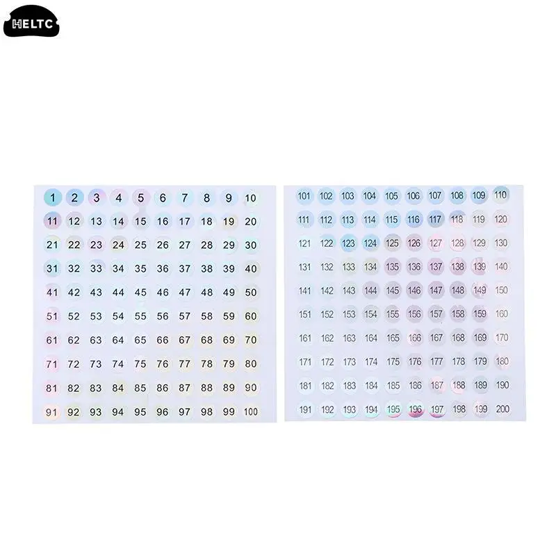 1Sheet Waterproof Number 1-200 Laser Labels Stickers For DIY Craft Nail Polish Lipstick Color Number Tags Bar Wine Glass Labe