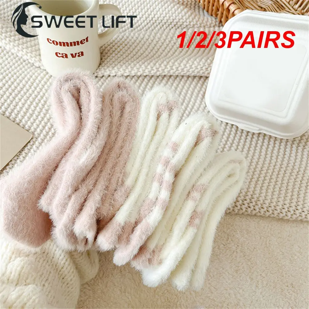 

1/2/3PAIRS Imitation Mink Socks Strong And Durable Warm Cartoon -calf Socks Winter Fashion Home Sleeping Socks Funny And Cute