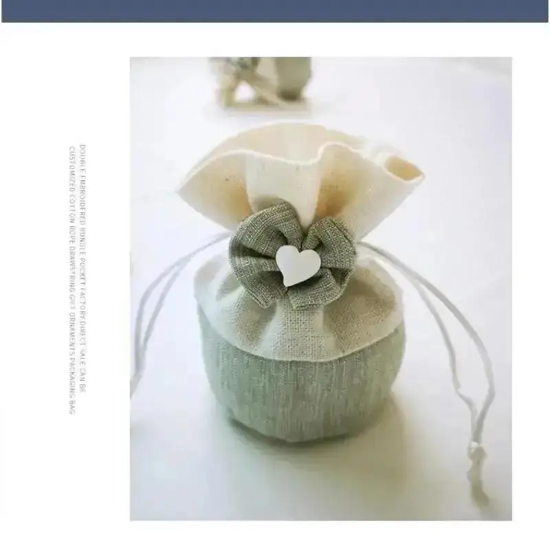 New 10 PCS Gift Bag Round Bottom Bundle Pocket Polyester Drawstring Candy Bag Handmade Canvas Bag Wholesale Home Supplies