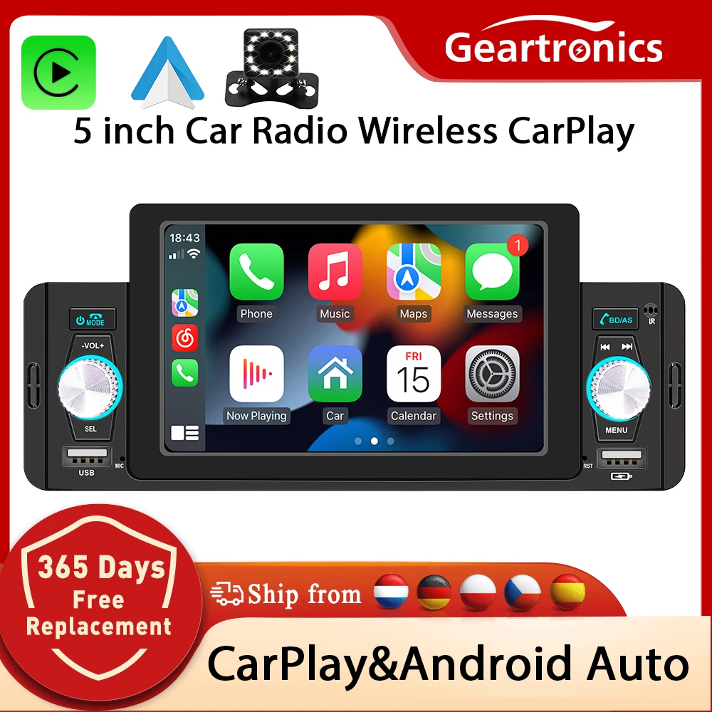 Gearelec 5 inch Car Radio 1 Din CarPlay Android Auto Multimedia For Volkswagen Nissan Toyo Bluetooth MirrorLink FM Receiver 1 Gearelec 5 inch Car Radio 1 Din CarPlay Android Auto Multimedia For Volkswagen Nissan Toyo Bluetooth MirrorLink FM Receiver