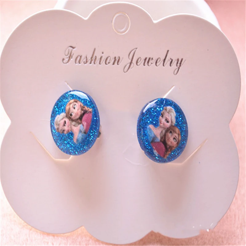 2pcs Disney cartoon Frozen children clip earring no ear hole Elsa Princess girl cosmetic toy accessories stud earring kid gift