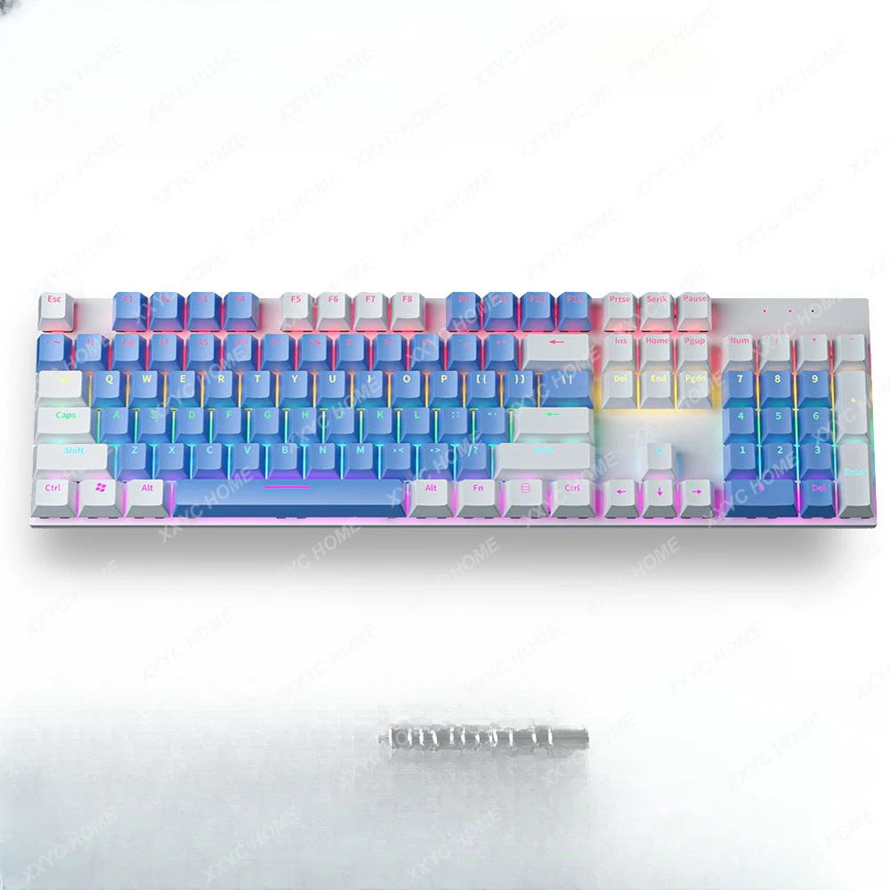 

104 Key Wired RGB Backlit Computer Game Keyclick Mechanical Keyboard Wholesale Customizable Key Cap for Keyboards Shaft Body