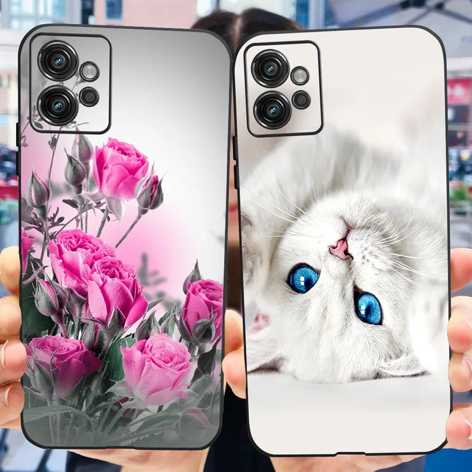 Floral Cat Design Soft Silicone TPU Back Cover Phone Case