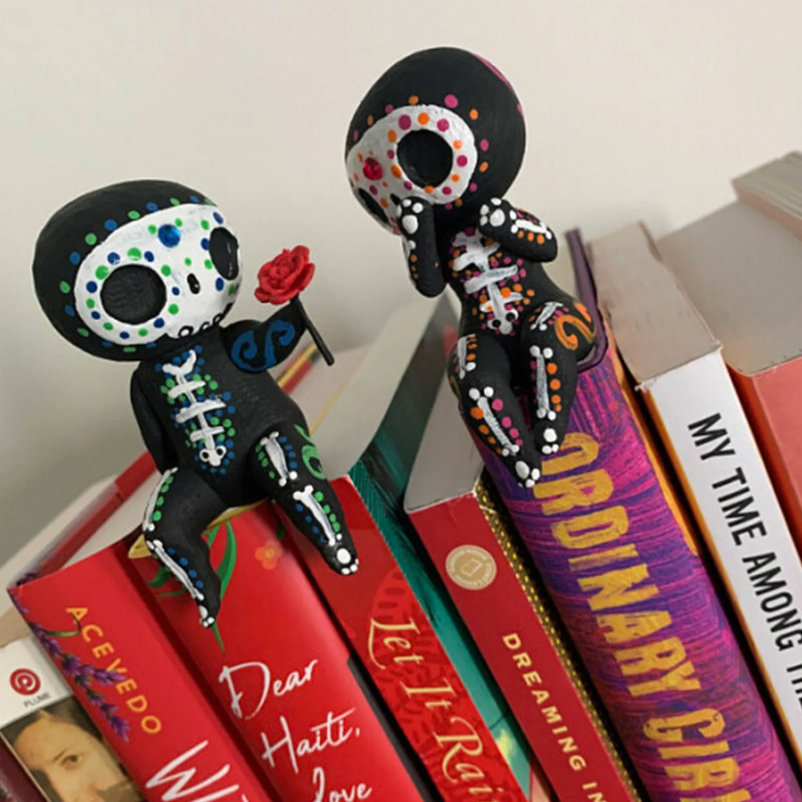 2pcs/set Lovers Couple Miniature Mini Doll Sugar Skull Couple Statue Cute Resin Crafts Home Decoration Accessories Ornaments