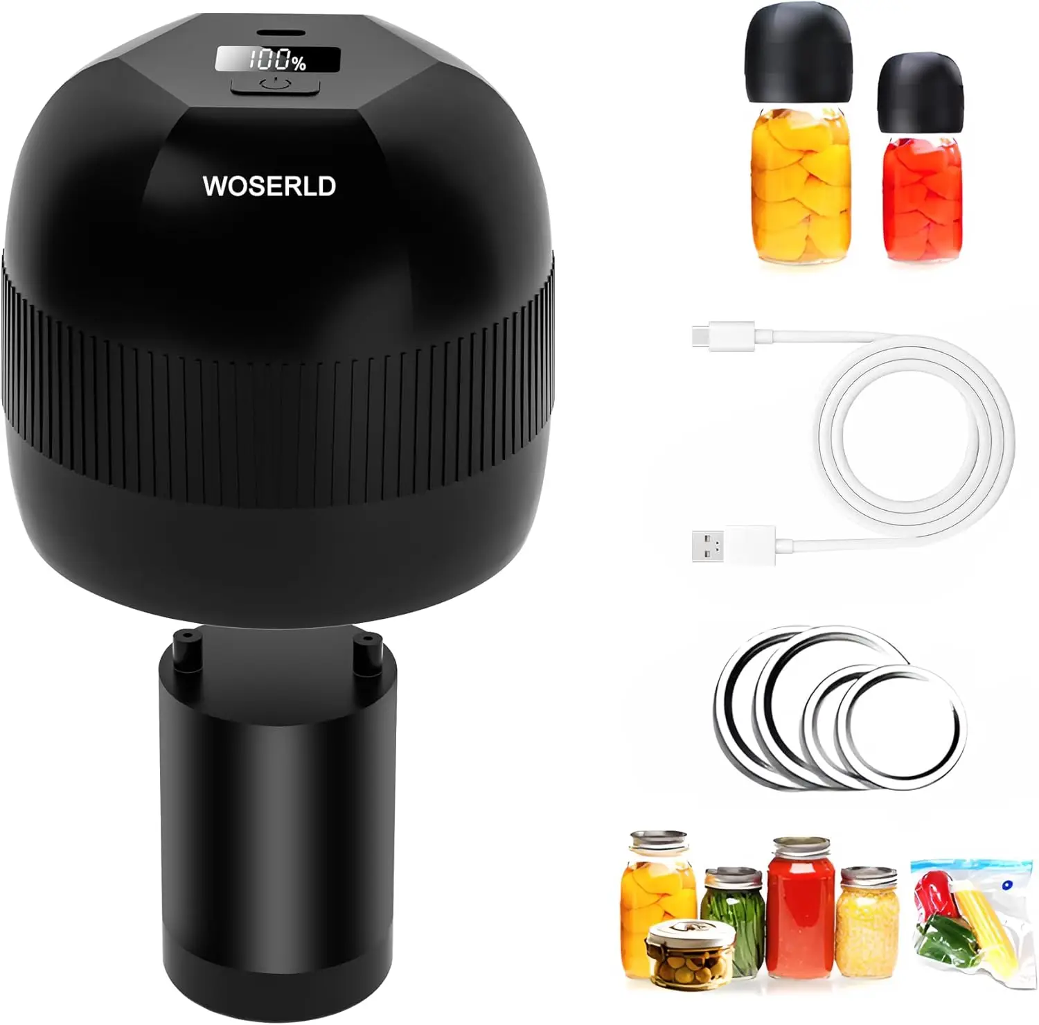 Kitchen Min Mason Jar Vacuum Sealer Kit Pump Machine Electric Automatic Jar Sealer Set for Food Preservation with Mason Jar Lids 1