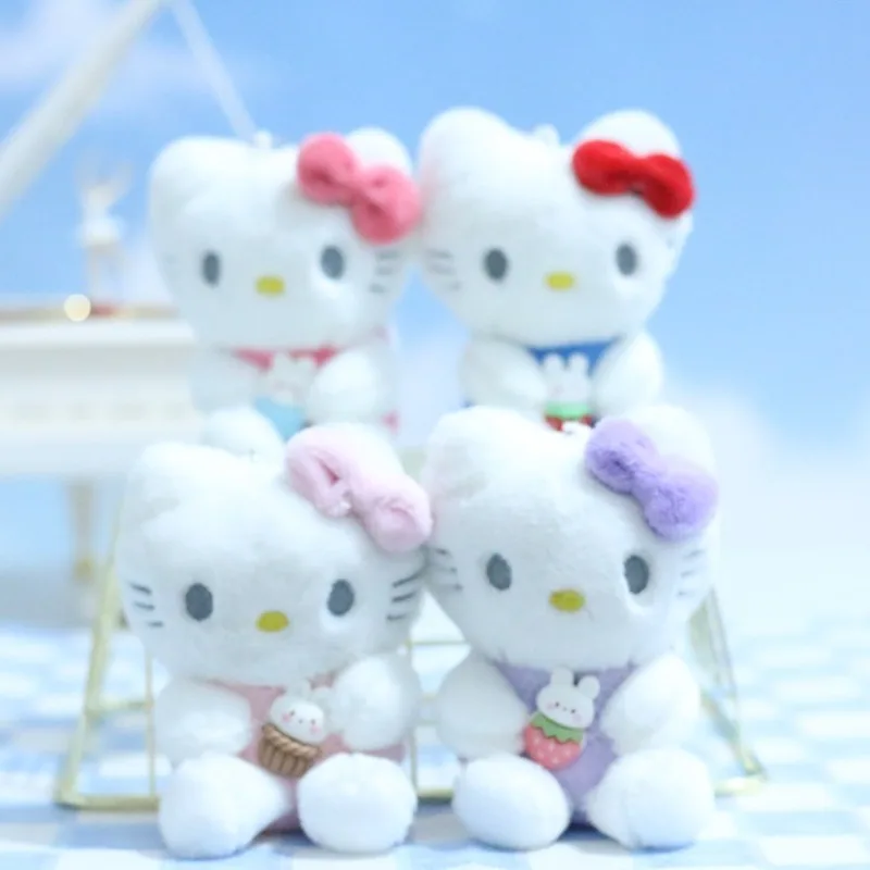 

12Cm Kawaii Sanrio Keychain Cute Hello Kitty Multiple Colors Plushies Doll Keyring School Bag Pendant Accessorie Girl Toy Gift
