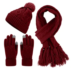 Lingerie Unique Accessories Scarf Women Hijab 2023 Thick Warm Set Knitted Solid Color Neckerchief Wool 2024 Bufanda NiñO
