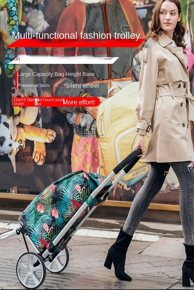 Shopping cart Hand-pulled luggage cart Climb stairs Foldable trolley