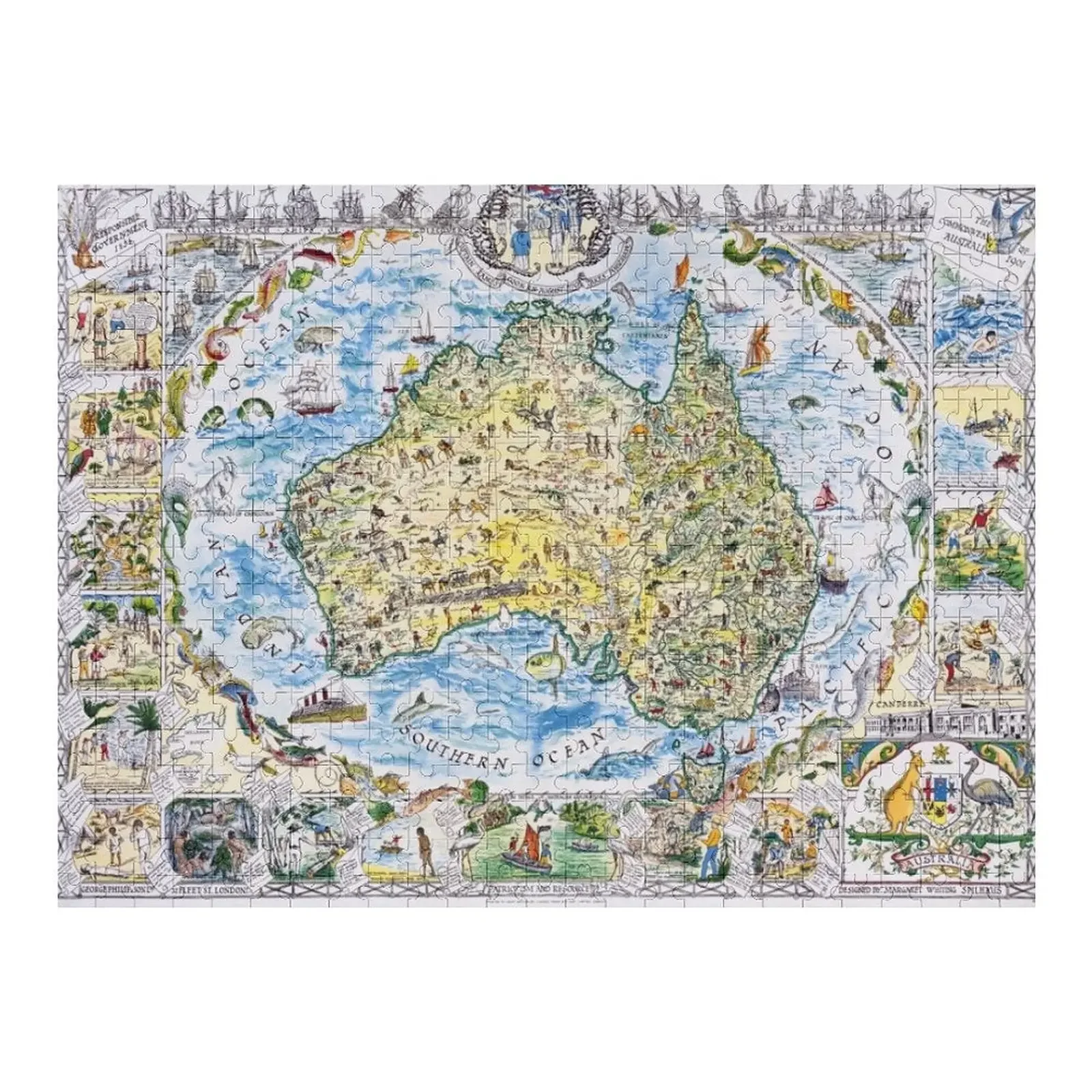 resources Antique Map of Australia, Patriotism and Resources Jigsaw Puzzle Personalized Gift Married With Personalized Photo Puzzle