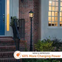 Solar Outdoor Lamp Post Light,Black Cast Aluminum and Beveled Glass Panels,Warm White LED with Omni-Direction Reflector, 87-inch 2