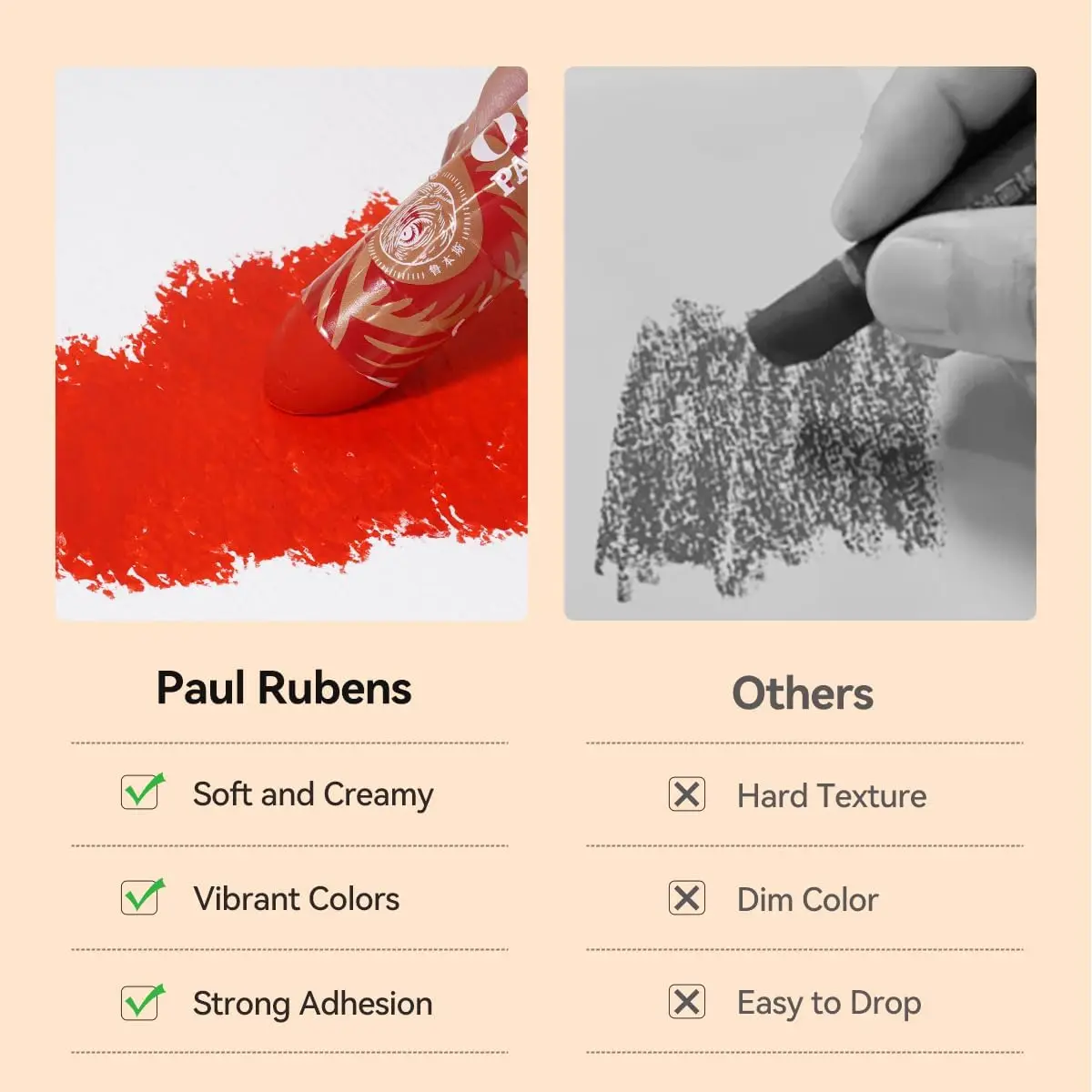 Paul Rubens Oil Pastels 12 Vibrant Colors Extra Large Oil Pastels Creamy texture Easy to Blend HAIYA for Artists