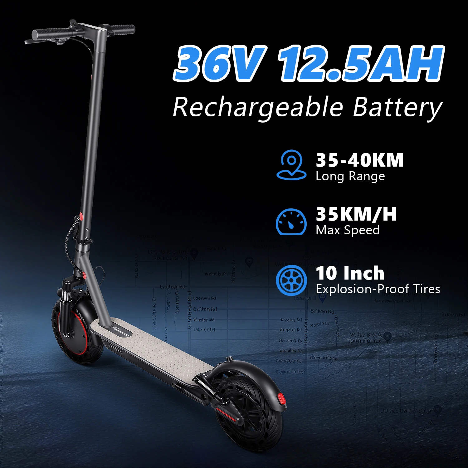 SUNNIGOO N7MAX Scooter elettrico da 10 pollici 500W Motore Dual Assorbimento degli urti Scooter per adulti 35KM/H 12.5Ah 40KM Gamma Scooter - immagine 5