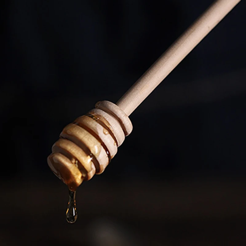 6Pcs Wooden Honey Spoon Honey Dipper Sticks Wood Spoon for Jar Syrup Stick Mixing Stirrer Kitchen Tools 16CM