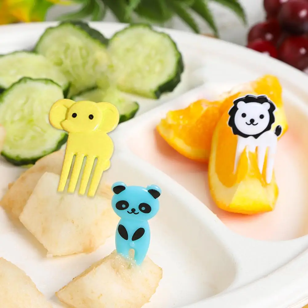 50/10PCS Mini Cute Animal Bento Food Fruit Picks Forks Lunch Box