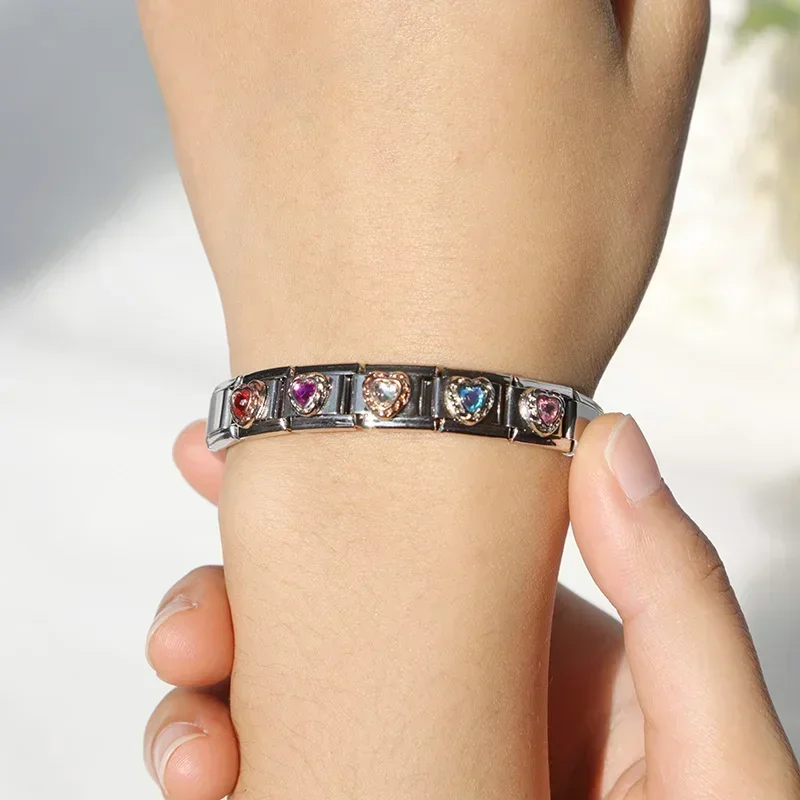 Charm bracelet Hapiship heart love charm links fit 9mm stainless steel bracelet making DIY jewelry DJ383