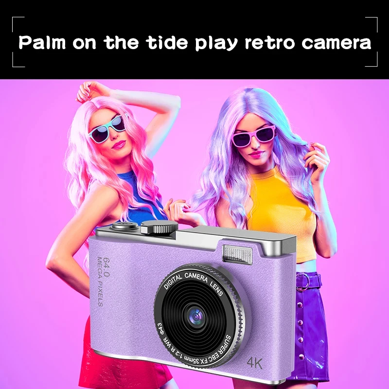 Digital Camera 4K HD Kid 48MP Autofocus Vlogging 2.4 inch Retro Fashion Portable Video Camcorder for Beginners