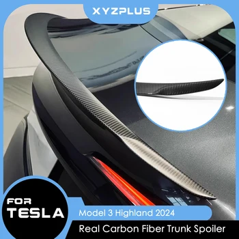 Real Carbon Fiber Performance Spoiler (2024) for Tesla Model 3 Highland – Rear Trunk Wing Exterior Upgrade