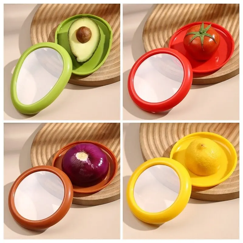 4 Pieces Silicone Fruit and Vegetable Shaped Savers, Storage Containers for  Fridge, Avocado Green Pepper Tomato and Onion Keeper/Saver/Holder