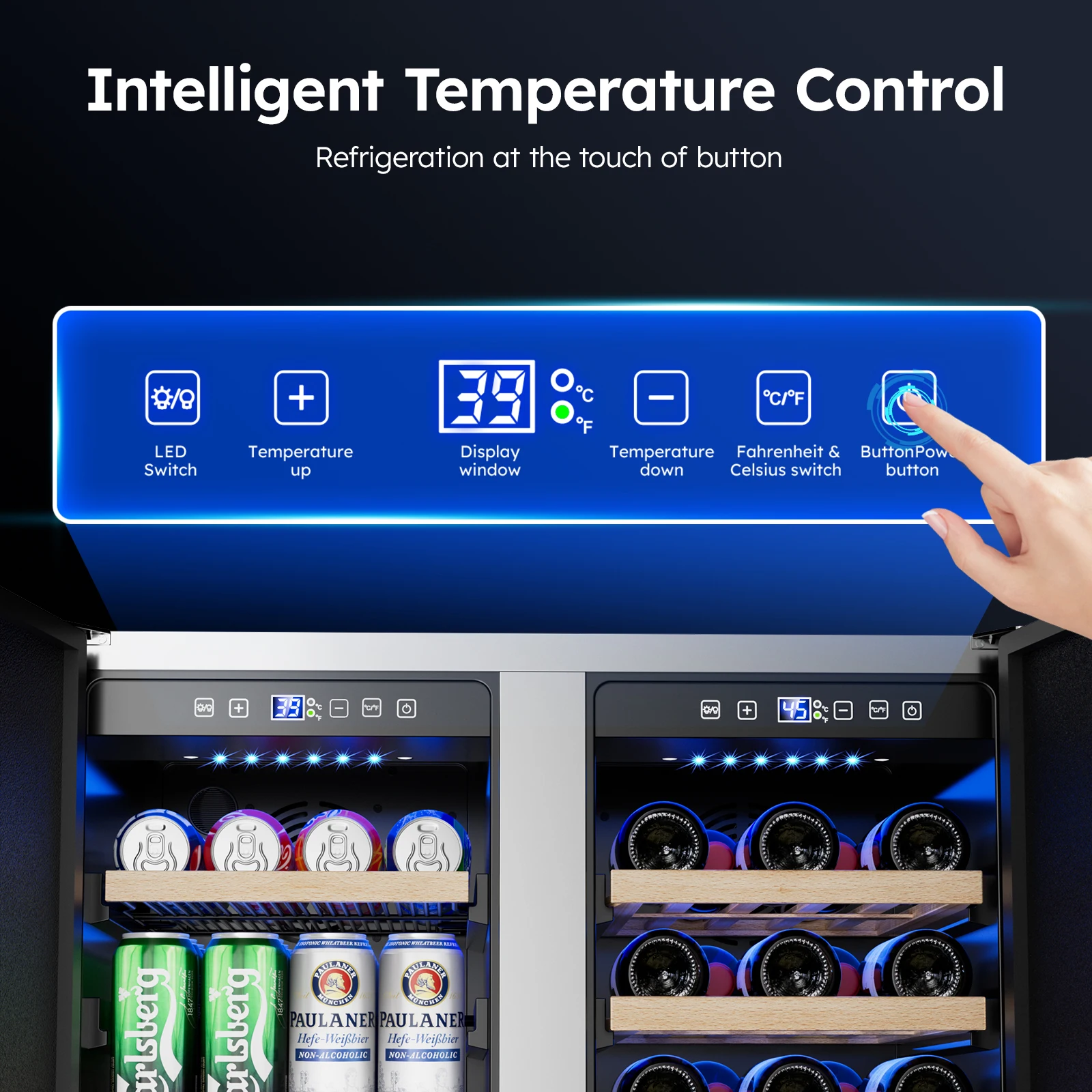15 inch / 24 inch / 30 inch Beverage Refrigerator Stainless Steel Under Counter Beer Beverage Fridge Indoor/Outdoor Beer Cooler 4