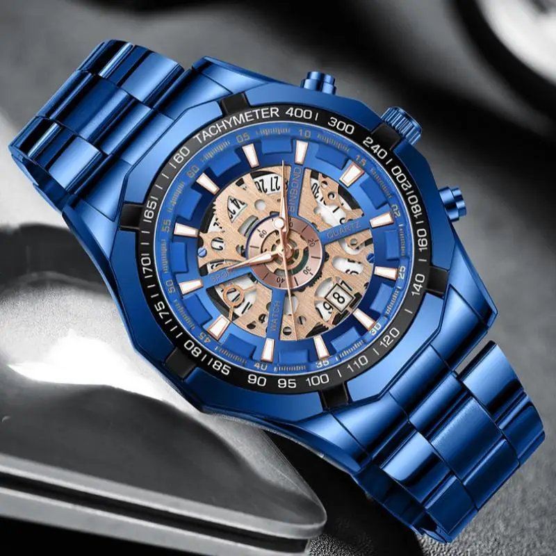 Luxury Business Calendar Date Quartz Watch for Men Fashion Trend Men Stainless Steel Watch Business Casual Watch