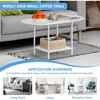 Small Oval Coffee Tables Modern Low Coffee Table for Small Space Mid Century Center Side Table with Open Shelving for Storage 3