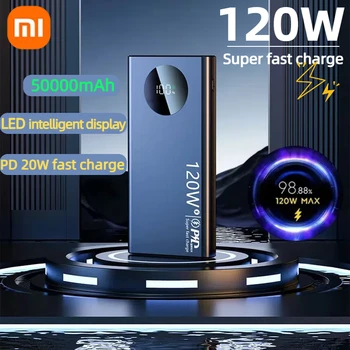 Xiaomi-Banque d’alimentation haute capacité, charge super rapide, alimentation mobile, iPhone, Samsung, Huawei Universal Ne, 50000mAh, 120W