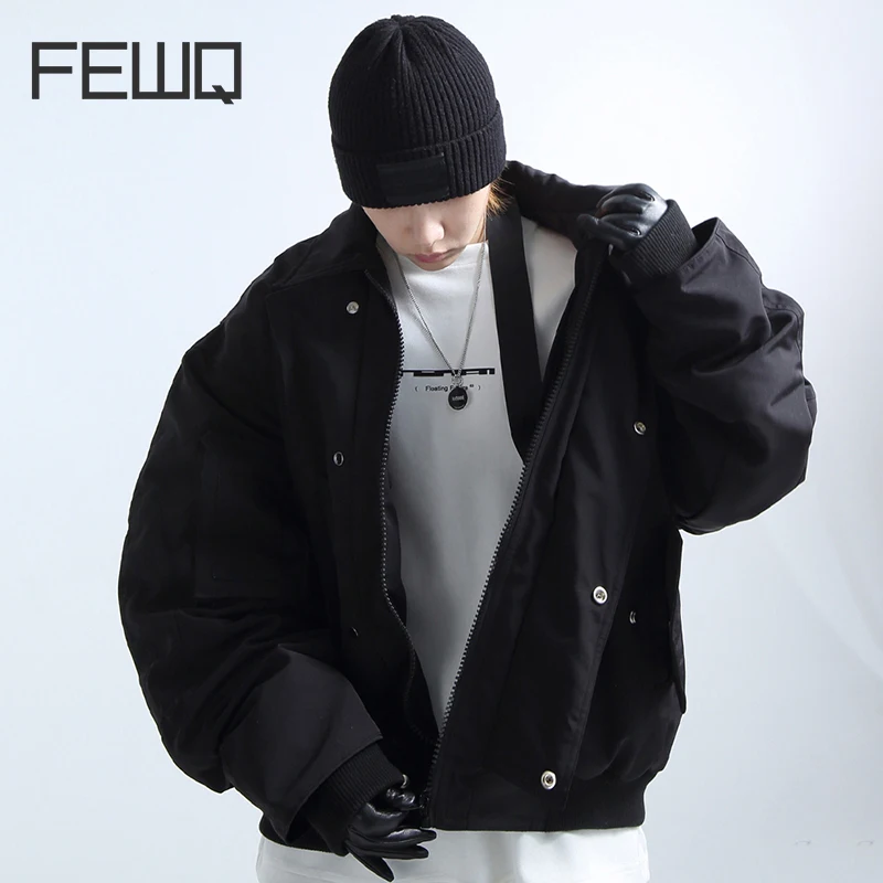 

FEWQ Dyeing Advanced Waterproof Coat Work Suit With Lapel Large Profile Down Jacket 2023 New Fashion Darkwear Male Tops 24X1367