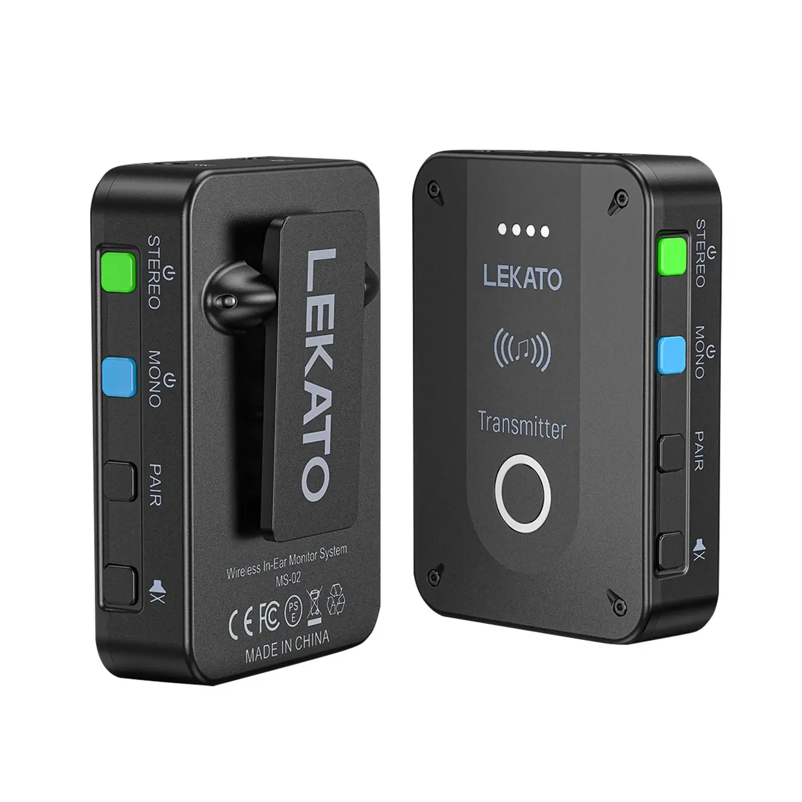 Lekato Ms-02 Wireless Audio System Earphone Monitor 2.4G Stereo Iem Automatic Pairing for Studio Band Rehearsal Live Performance