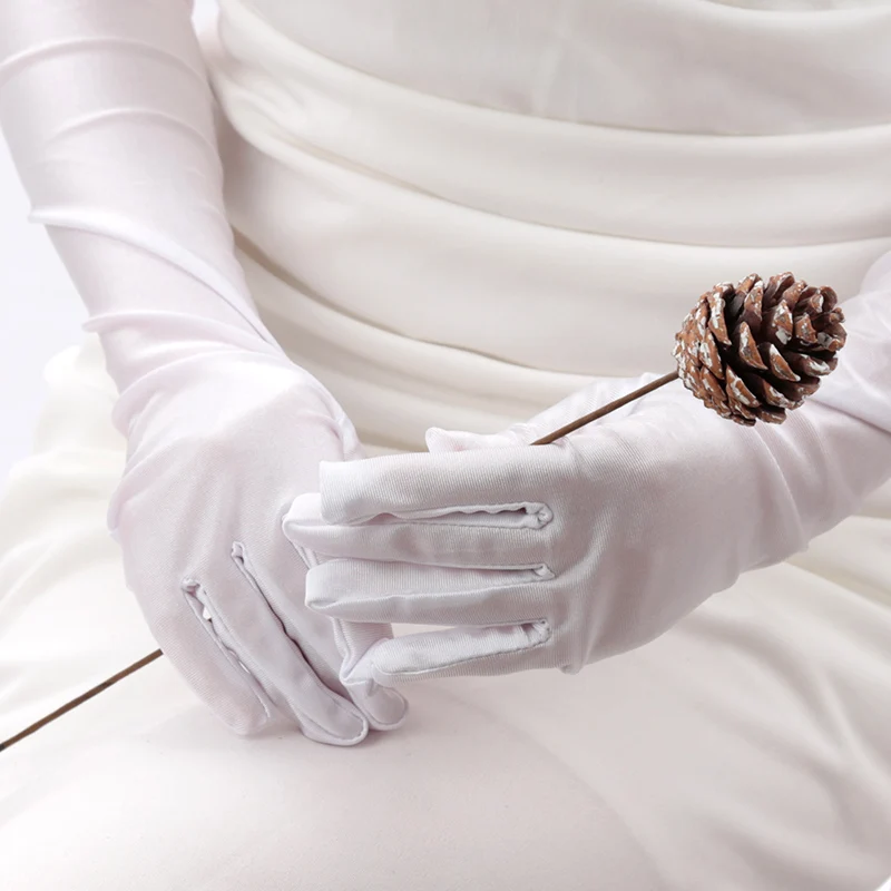 Long finger elbow women's sun protection gloves opera evening concert costume adult accessories black red white gloves