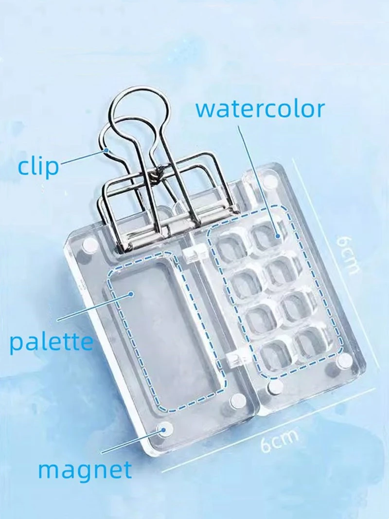 Watercolor Paint Box Palette Tray Mini Empty 8/15 Grid Travel Plastic